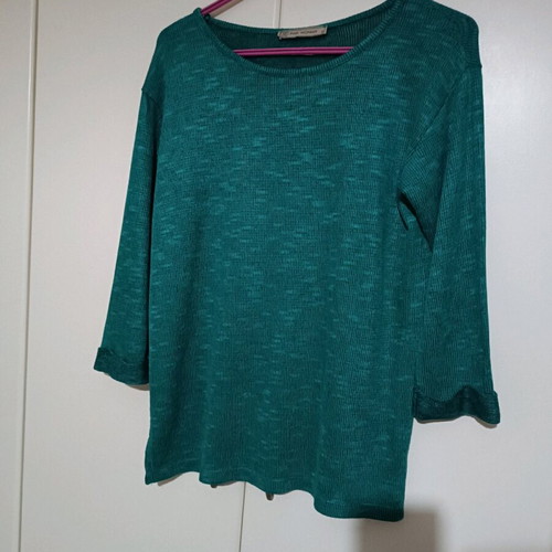 Pink Woman knitted blouse with 3/4 sleeve like new, green, size S