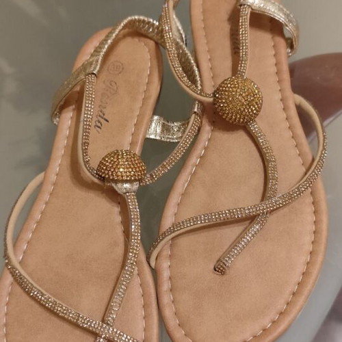 Flat sandals gold color size 39 used