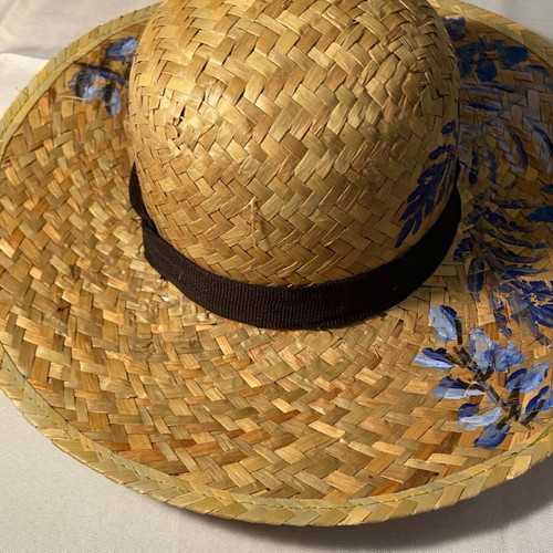 Straw Painted Handmade Hat new, one size