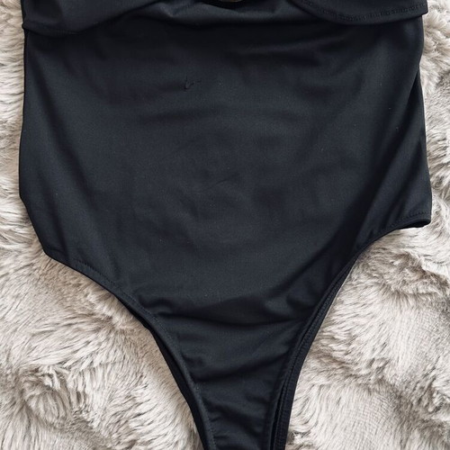 Stradivarius strapless top, black with gold detail