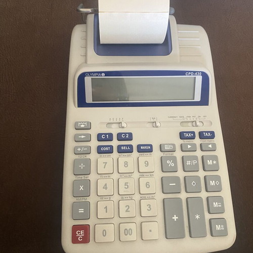 Olympia CPD 430 printing calculator with 5 paper rolls
