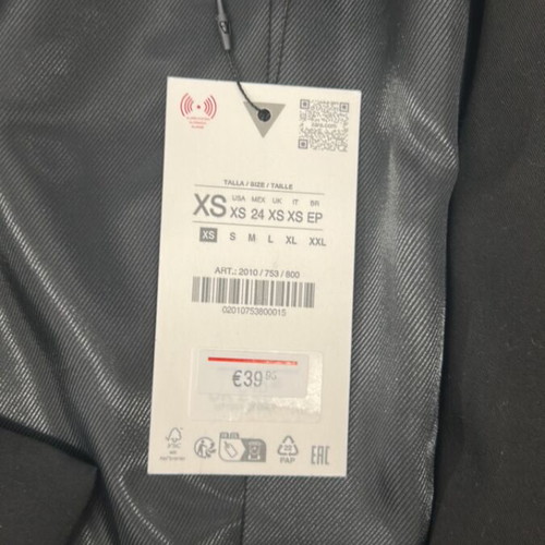 Zara jacket new, black, size XS