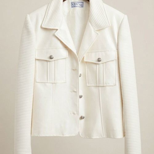 A-Style white faux leather jacket, slim fit