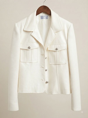 A-Style white faux leather jacket, slim fit