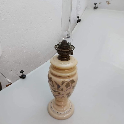 Opaline oil lamp, height 66 cm