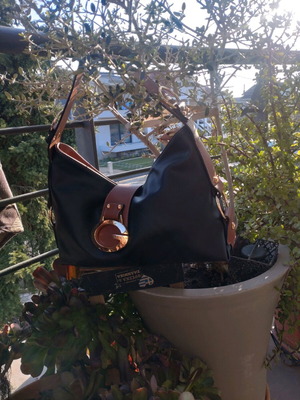 Guess shoulder bag like new, black with tan