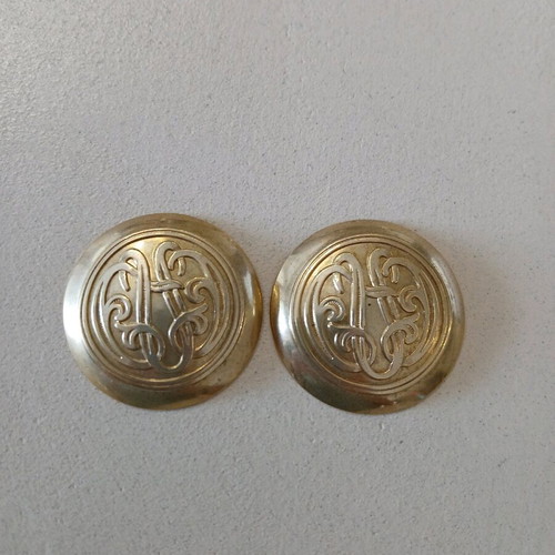 Morgan brass vintage round earrings with clip new, 5cm