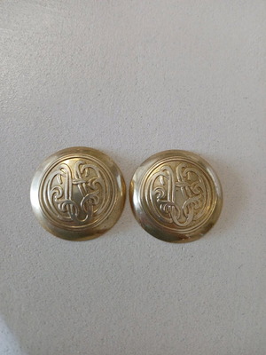Morgan brass vintage round earrings with clip new, 5cm