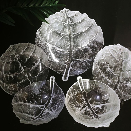 Maleras/Royal Krona Leaf 5-piece set handmade lead crystal plates Mats Jonasson