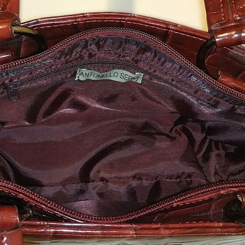 Antonello Serio women's shoulder bag like new, brown croco texture