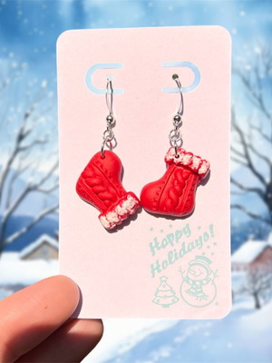 Christmas earrings handmade new from steel and polymer clay