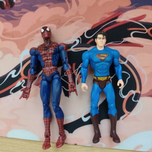 Vintage Spiderman and Superman action figures