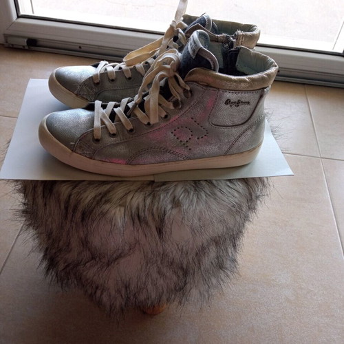 Pepe Jeans silver metallic athletic boots used, size 40