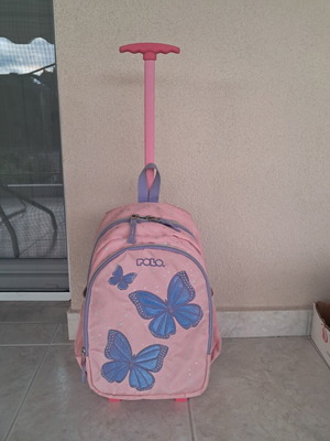 Polo Junior Little School Trolley Bag Pink with Bottle Holder 10lt like new