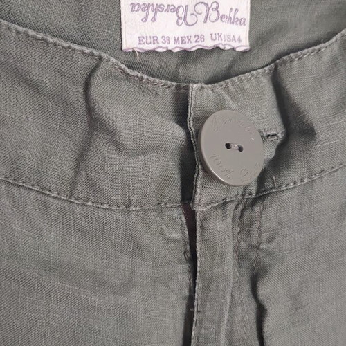 Bershka Linen Pants Size 36 Like New, Green