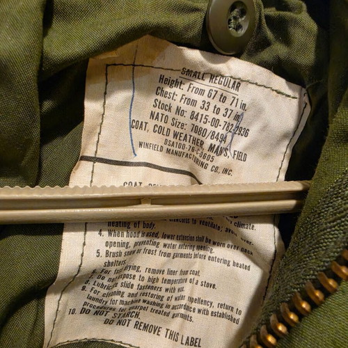 M65 army jacket issued, made in USA, vintage 1980s