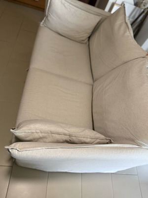 Two-seater sofa like new, beige natural color, with storage space