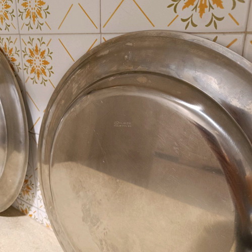 Two used Palamidis stainless steel platters 34 cm