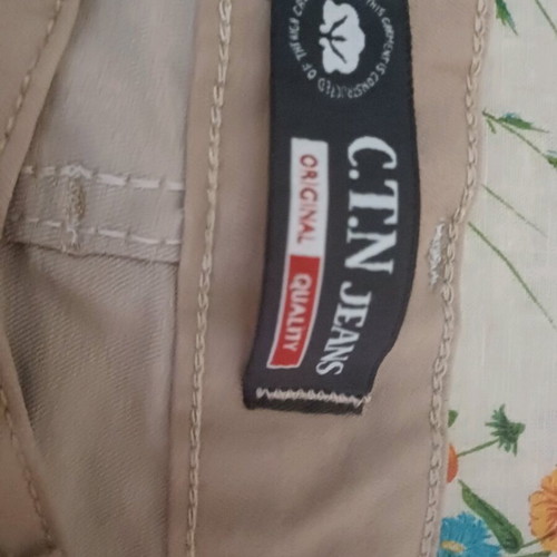 Women's elastic pants beige used with side zipper