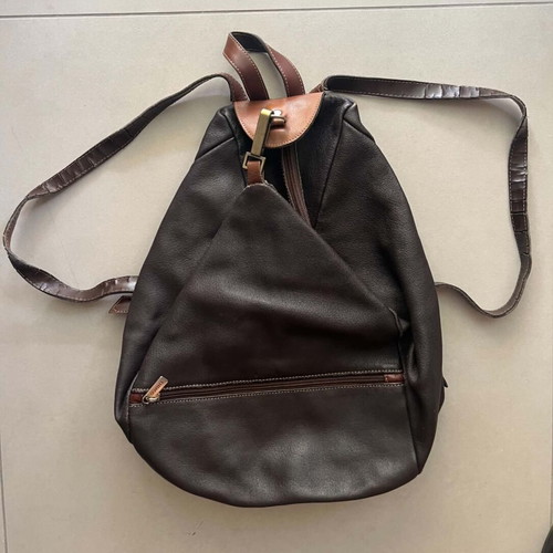 Vintage Thiros leather backpack used, brown
