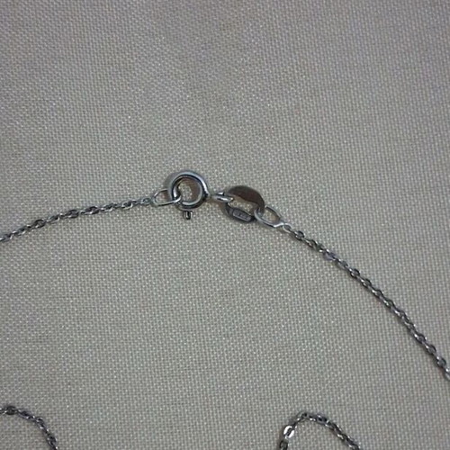 Necklace with letter K new, silver and gray