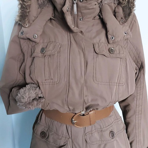 Cecil warm parka coat used, beige, large size