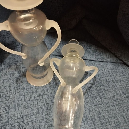Candlesticks used, set of 2, made of blown glass