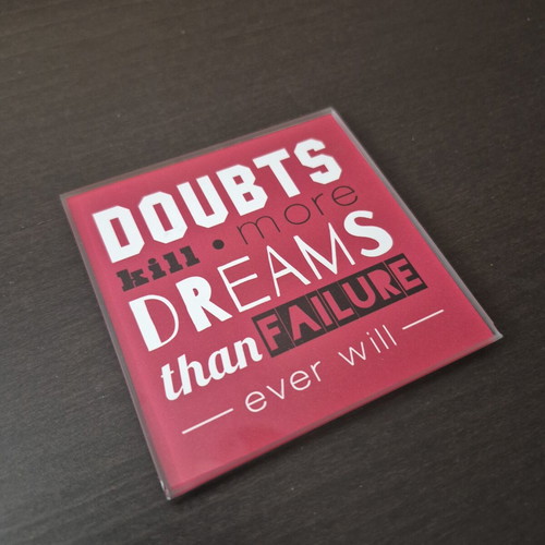 Glass coaster set of 3 with quotes, used
