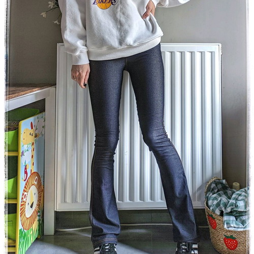 Y2K Dark Denim Flare Leggings Pull & Bear new, blue