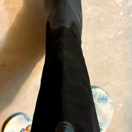 Spanish leather and suede boots like new, size 37.5-38, black