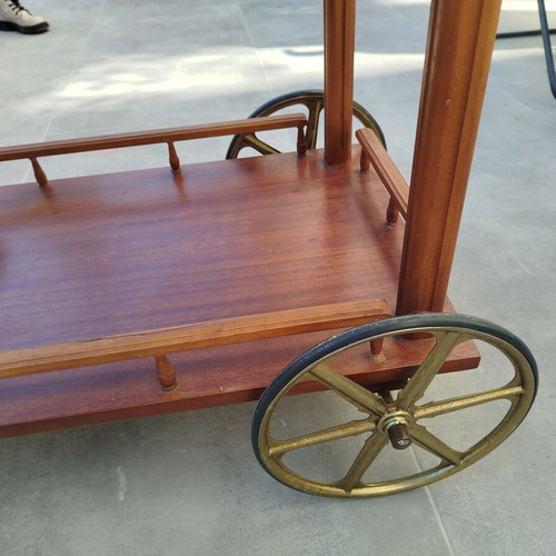 Bar trolley used, solid wood, dimensions 75x84