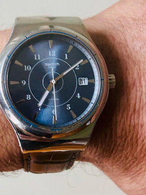 Swatch Irony Sistem51 σαν καινούργιο ανδρικό ρολόι με δερμάτινο λουρί