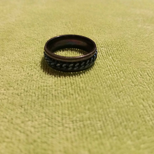 Men's modern ring used, steel with blue chain detail