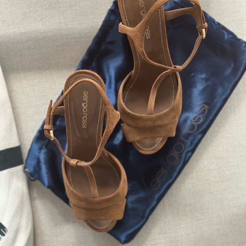 Sergio Rossi brown suede high-heeled platforms like new