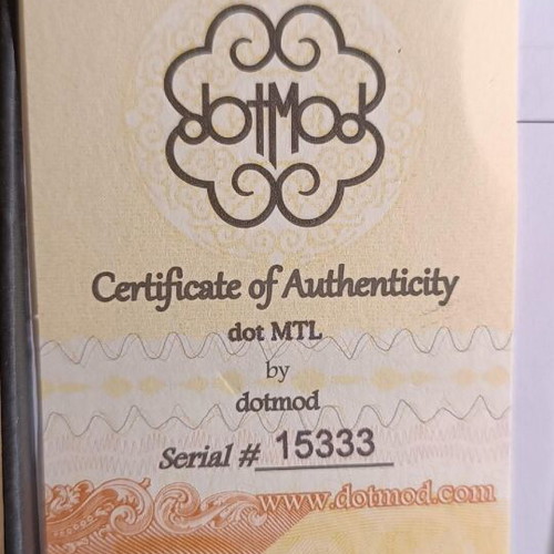 Dotmod dotMTL RTA Stainless Steel like new with box and certificate