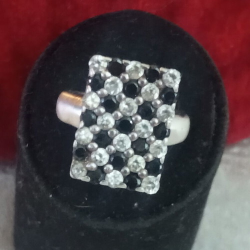 925 silver ring with synthetic sapphires and zircon, size 54