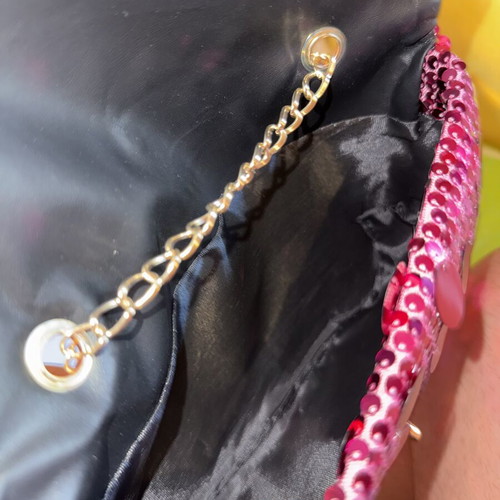 Mini crossbody bag with sequins like new, fuchsia