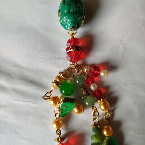 Keychain and purse charm handmade new, red and green