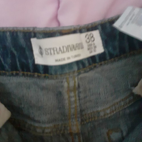 Stradivarius midi denim skirt new with slit, size 38