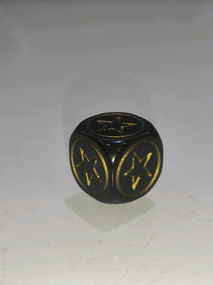 Collectible D&D 2003 die black with gold stars like new