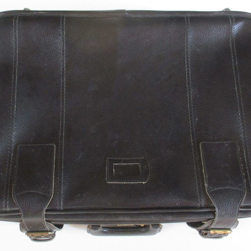 Leather travel suitcase used, 1980s, with wheels and locks