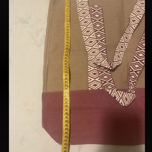 Large beach bag new, shoulder style, beige and red