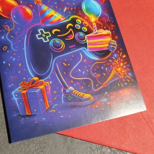 Gamer birthday card new with red envelope
