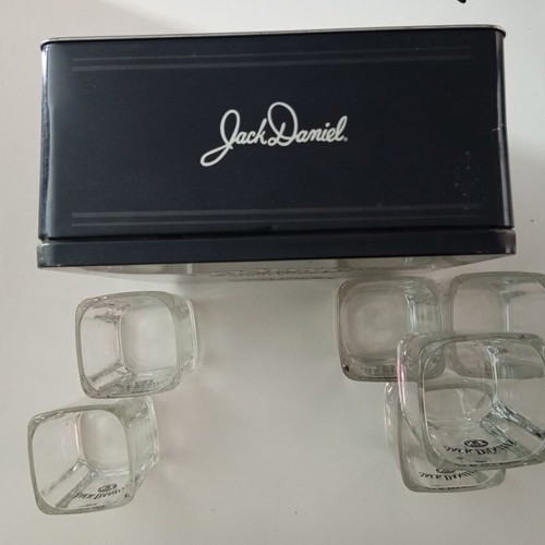 Jack Daniel's Old No7 brand set with 6 whiskey glasses and metal box new
