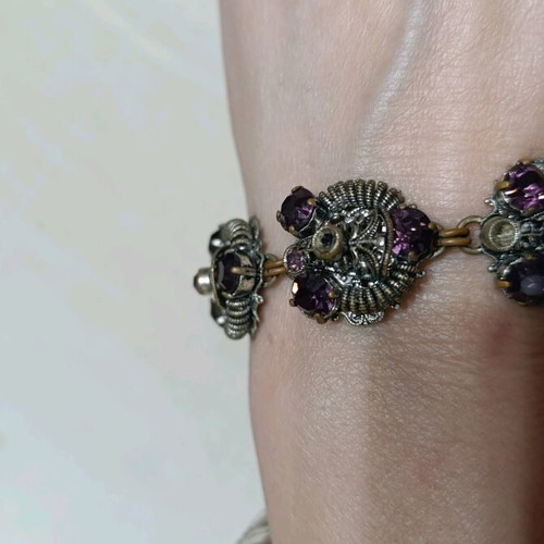 Vintage bracelet used with purple stones and silver details