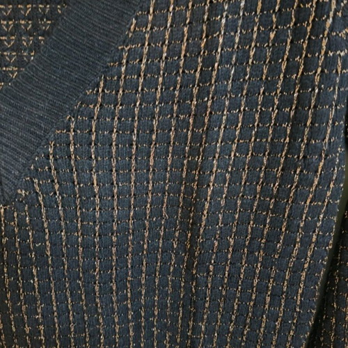 Knitted V neck sweater black with gold thread new, size M