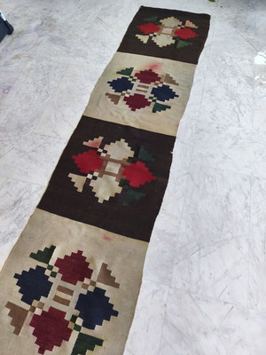Vintage handwoven runner rug used