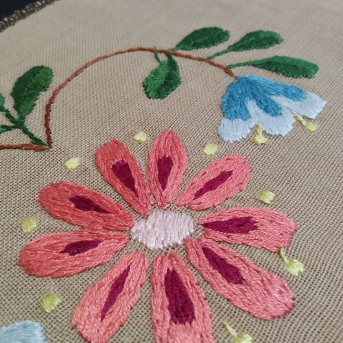 Handmade embroidered runner like new with lining