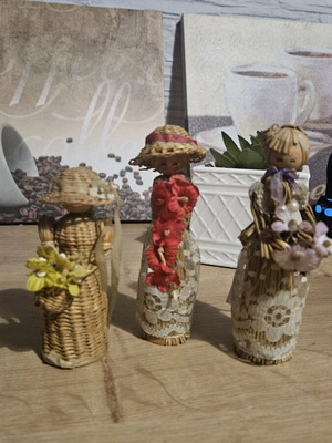 Vintage Korean Handmade Straw Doll Figures used, decorative