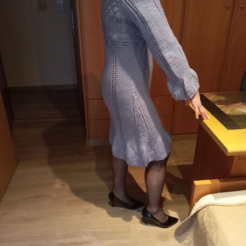 Midi wrap dress used, blue, handmade